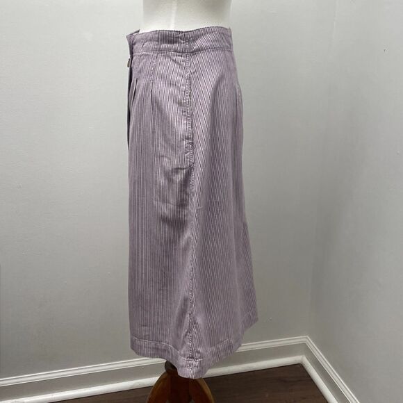 MADEWELL Pleated Midi Skirt. Size 4. Button-front, lilac purple stripe academia - Picture 8 of 16